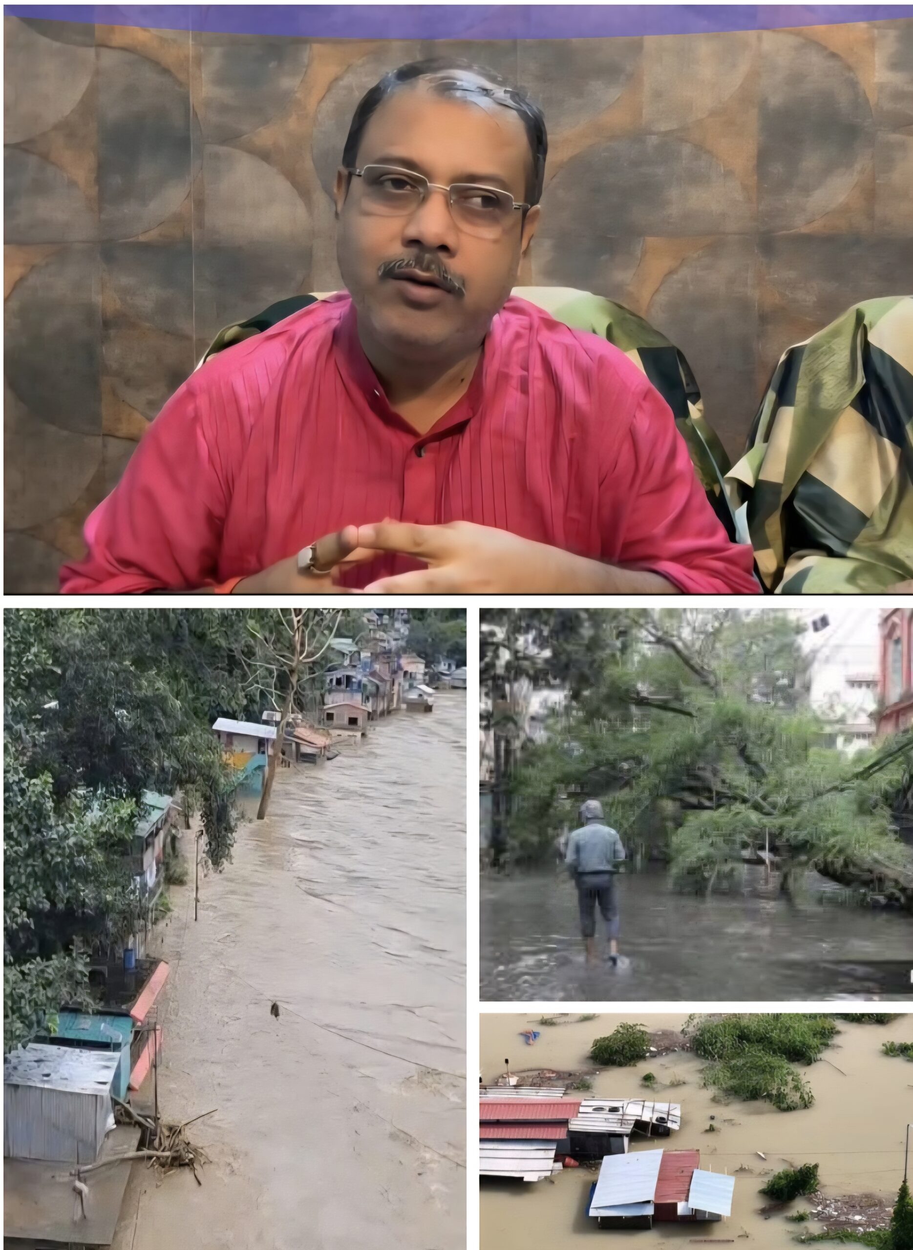 उत्तर बंगाल में भारी बारिश से तबाही, बीजेपी नेता कृष्णेन्दु मुखर्जी ने की मदद की अपील।